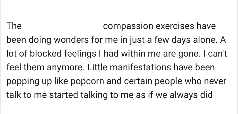 Compassion exercises blocked feelings gone
