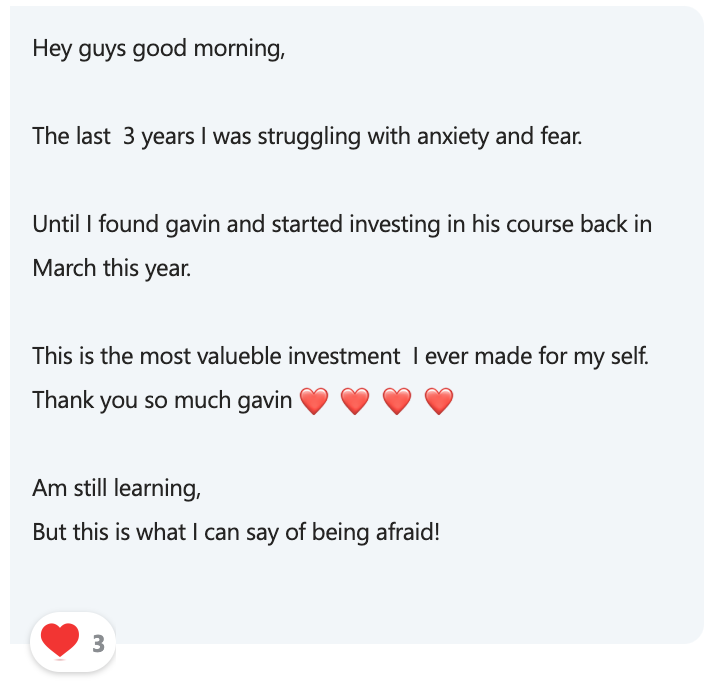 Most valuable investment: anxiety and fear gone