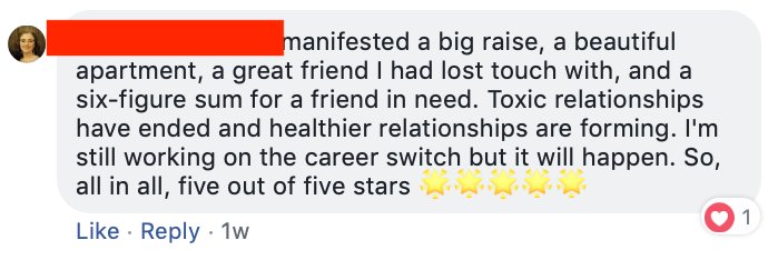 Client result: 6 figure sum manifested